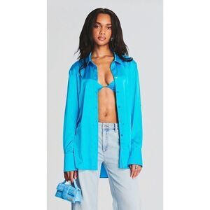 Retrofete SER.O.YA Karry Silk Shirt Turquoise Size Small